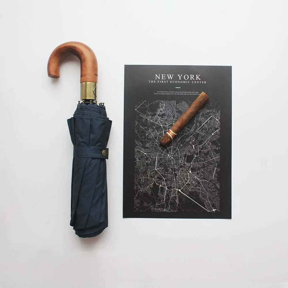 115cm Wooden Handle Umbrella with Magnetic Button Cover