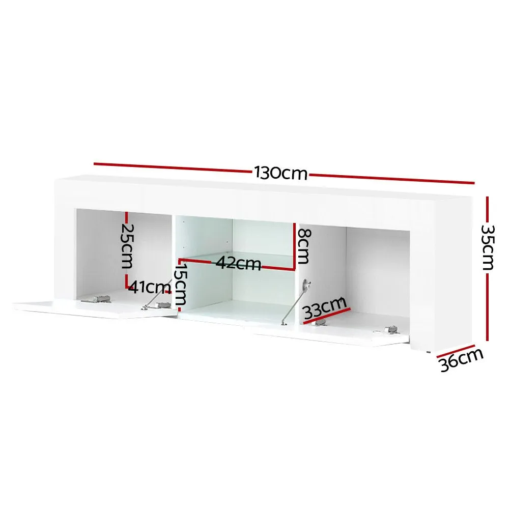 1.3m White High Gloss TV Stand / Entertainment Unit
