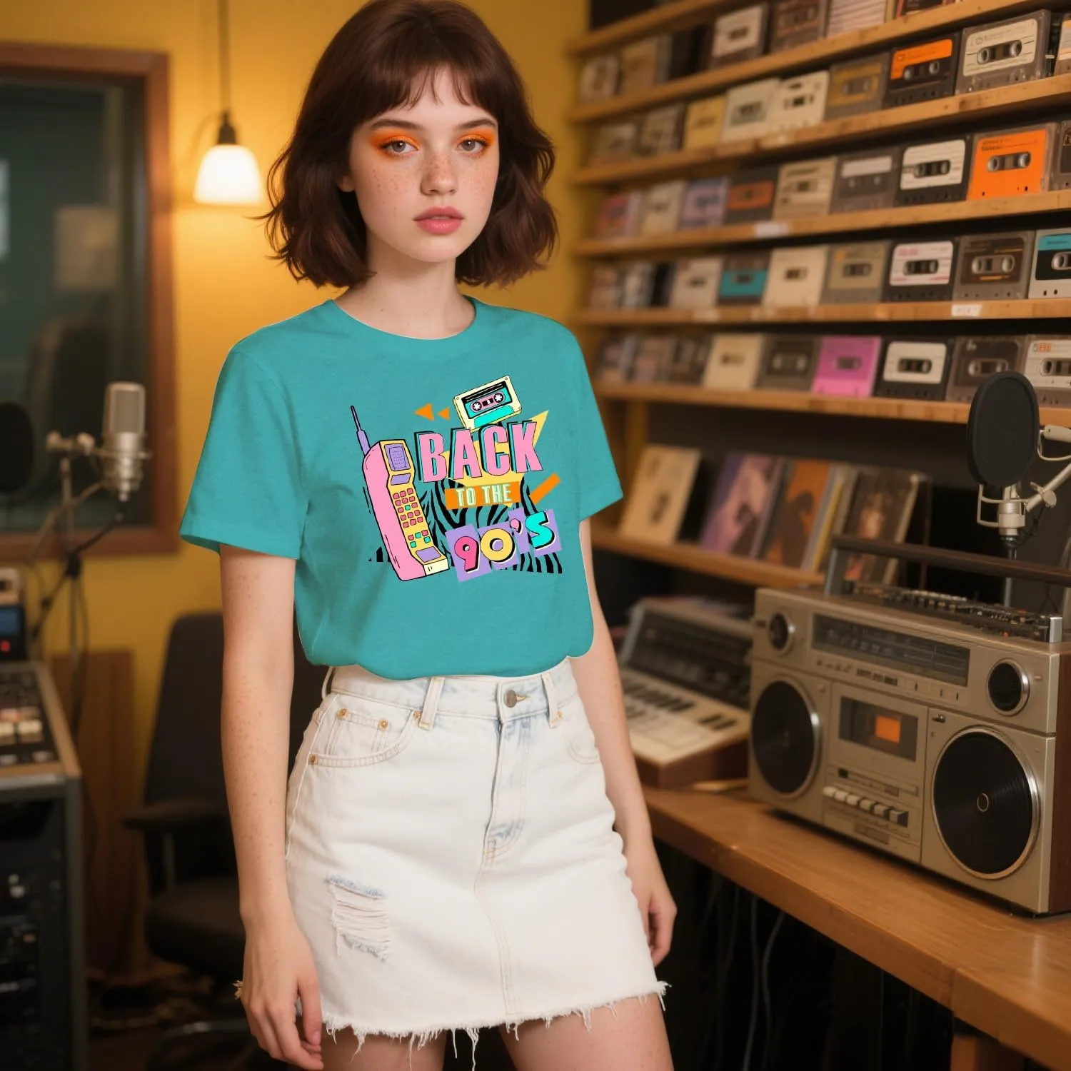 90's Shirt for Women I Love The 90's T-Shirt Back to The 90s Tee Vintage Neon Party Music Tops