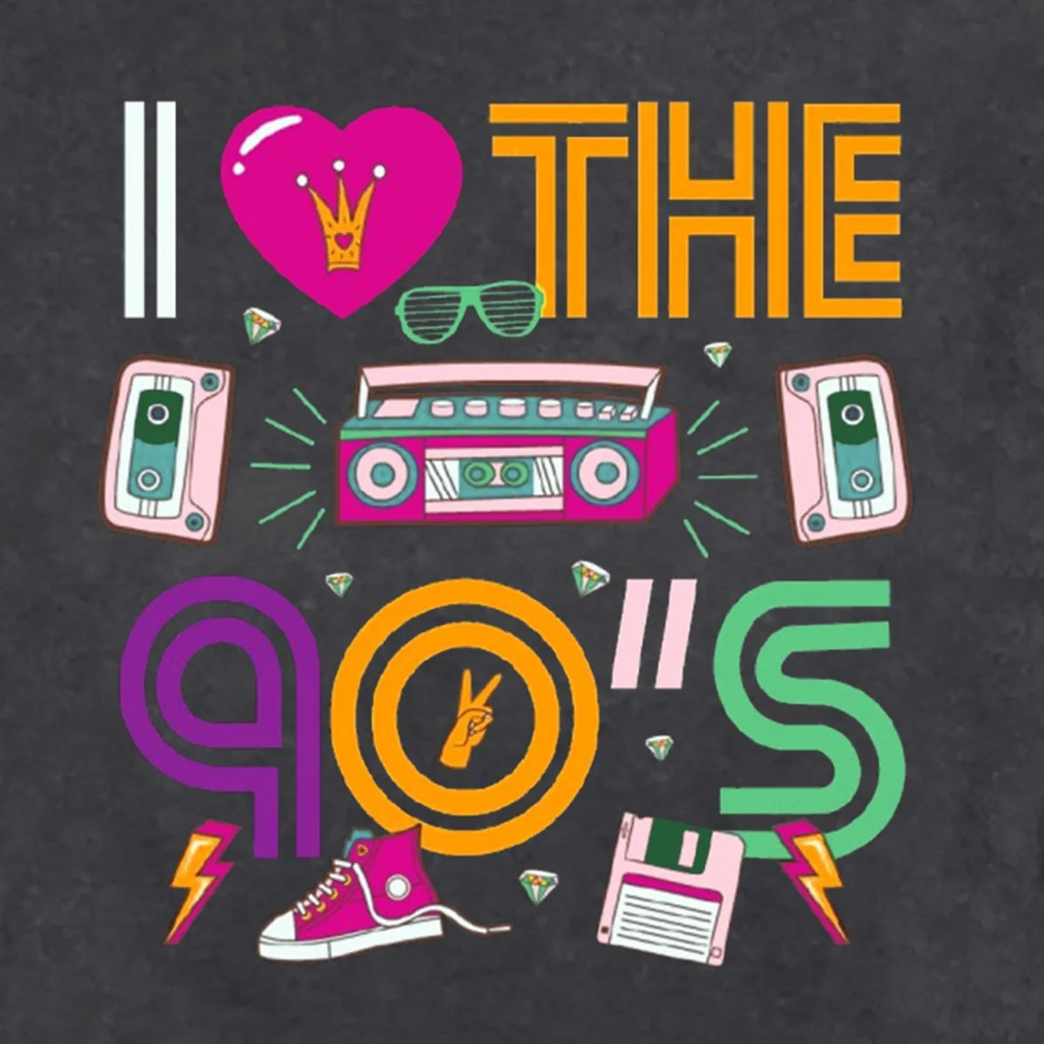 90's Shirt for Women I Love The 90's T-Shirt Back to The 90s Tee Vintage Neon Party Music Tops