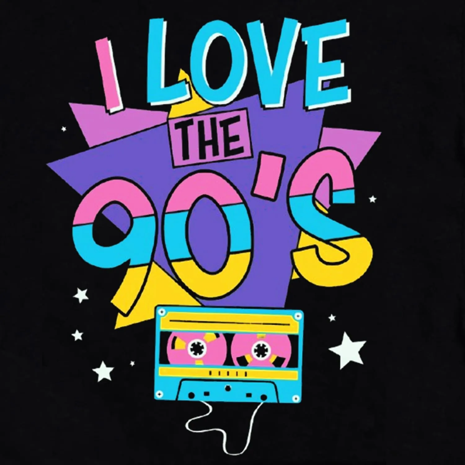 90's Shirt for Women I Love The 90's T-Shirt Back to The 90s Tee Vintage Neon Party Music Tops