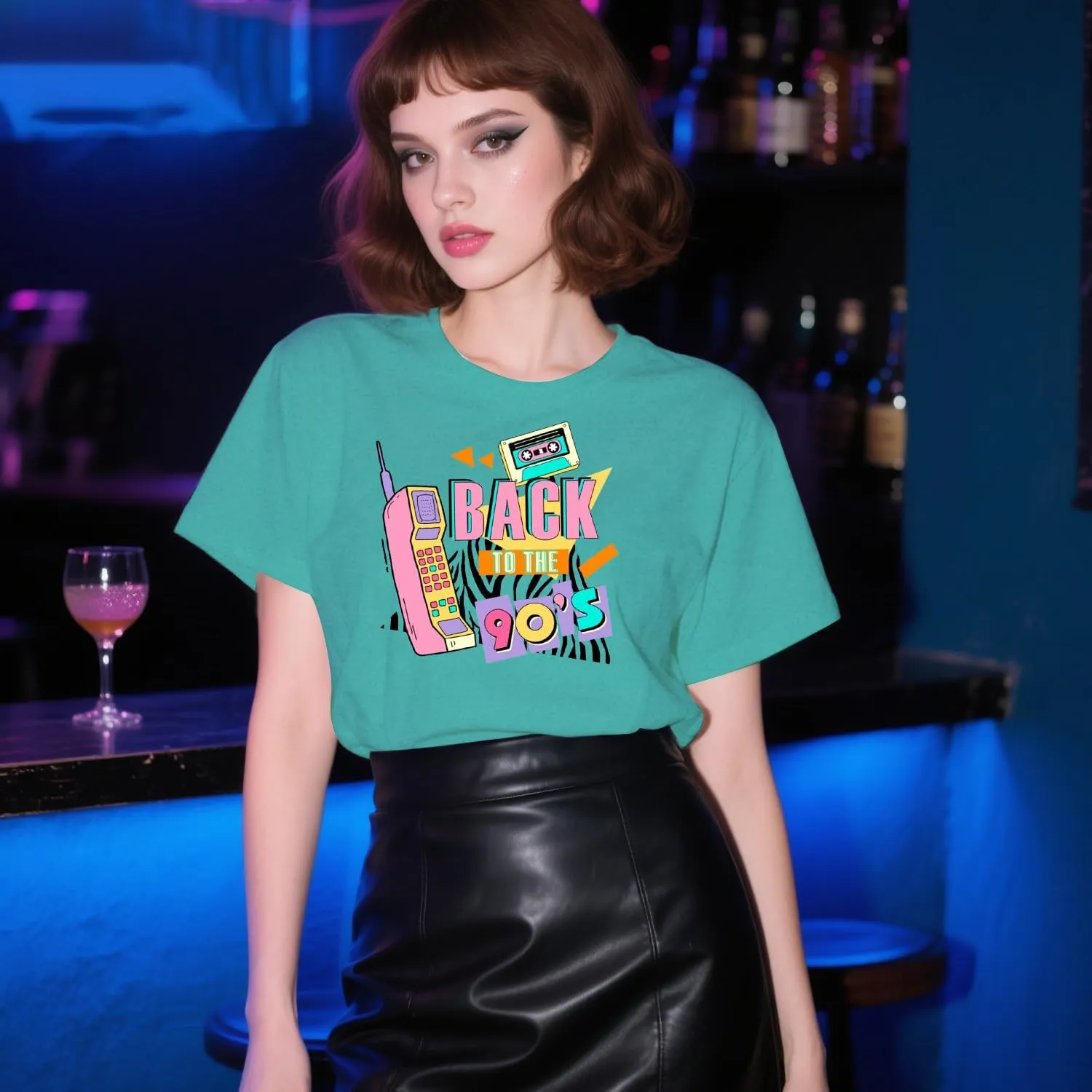 90's Shirt for Women I Love The 90's T-Shirt Back to The 90s Tee Vintage Neon Party Music Tops