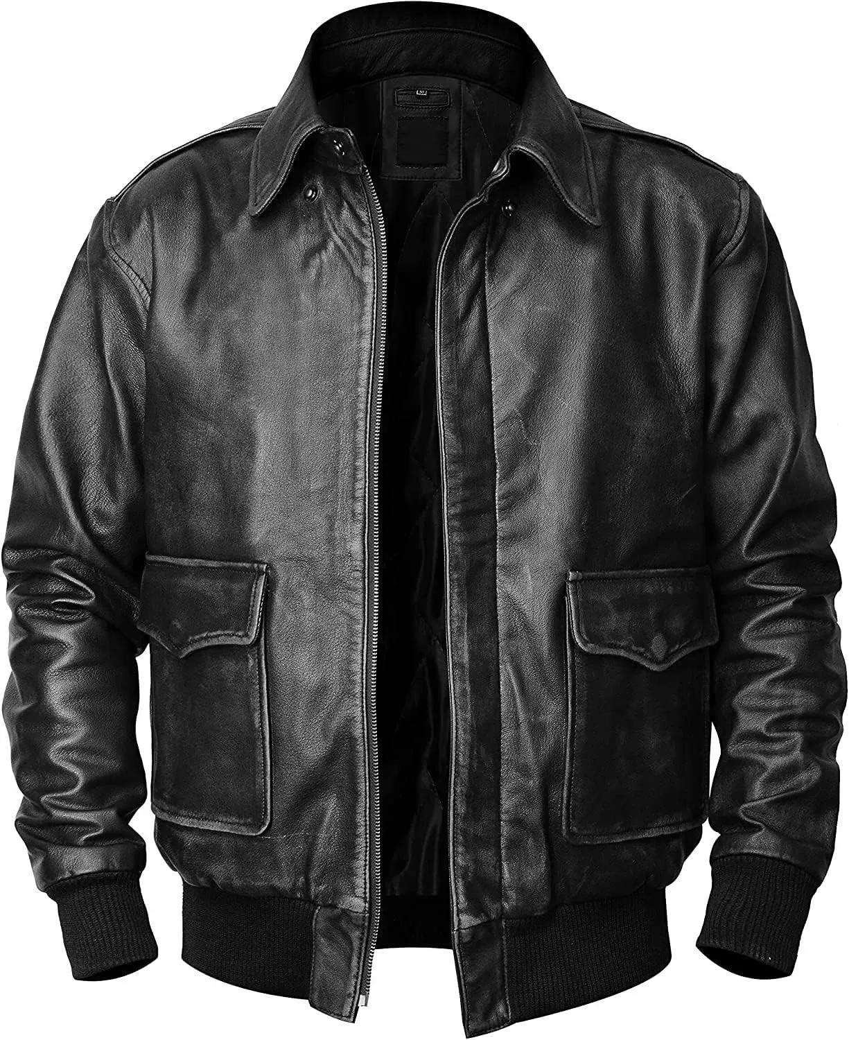 A2 Airforce Mens Leather Jacket - Distressed Brown Sheepskin Leather Jacket Adult - Aviator Bomber Outerwear
