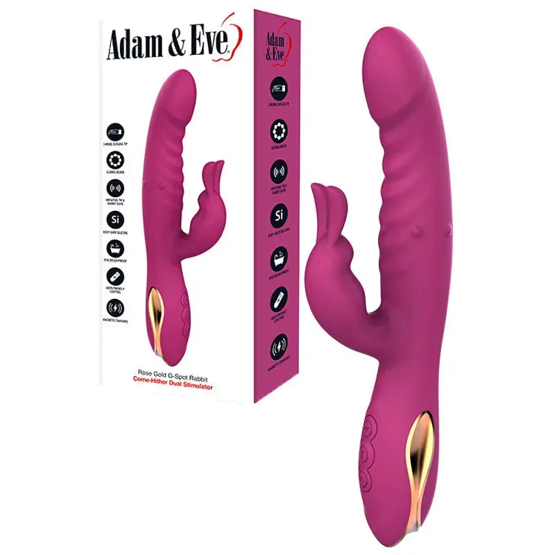 Adam & Eve ROSE GOLD G-SPOT RABBIT -  22.5 cm USB Rechargeable Rabbit Vibrator with Flicking Tip