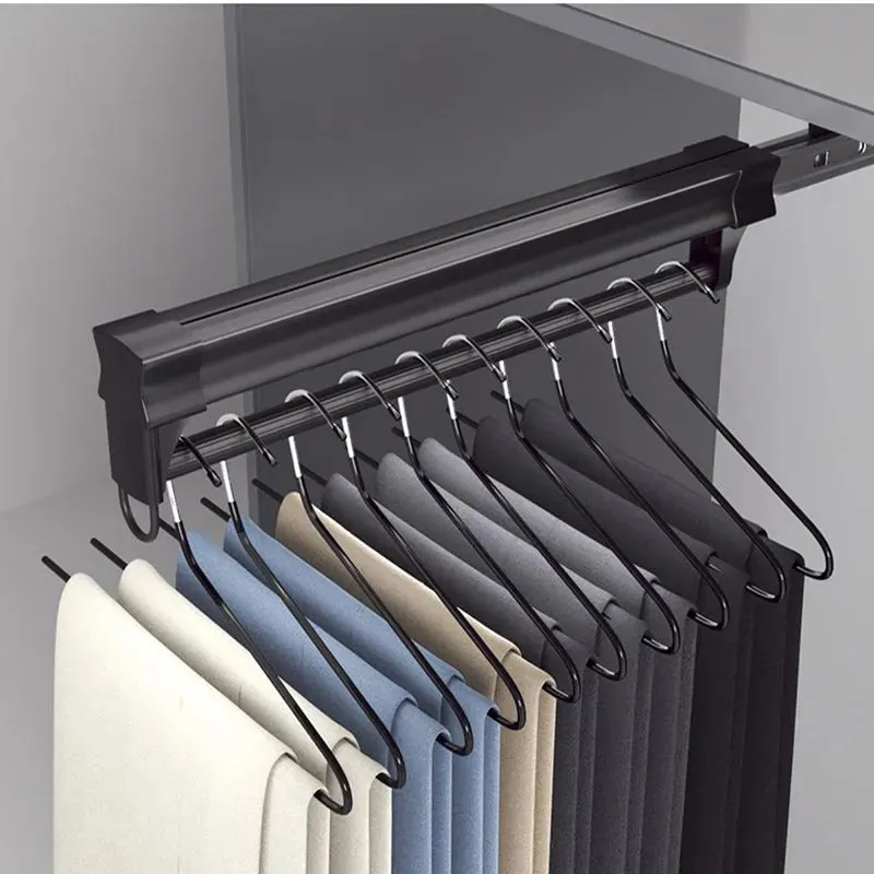 Adjustable Wardrobe Clothing Rail Heavy Duty Pull-Out Closet Valet Rod 25CM Top Mount Wardrobe Hanger Rack Bar Ball Slide