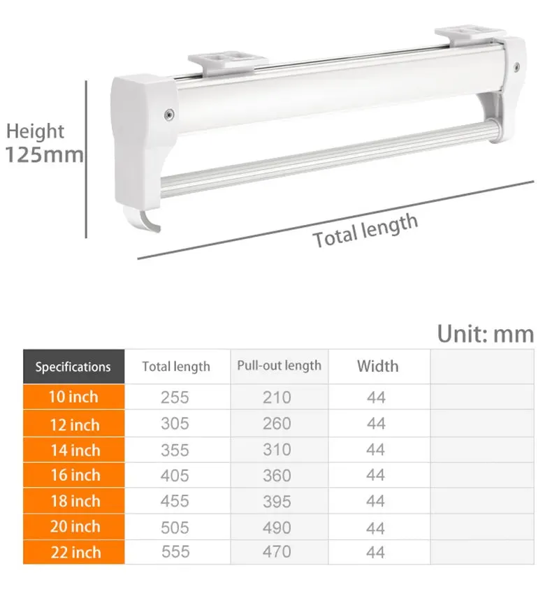 Adjustable Wardrobe Clothing Rail Heavy Duty Pull-Out Closet Valet Rod 25CM Top Mount Wardrobe Hanger Rack Bar Ball Slide