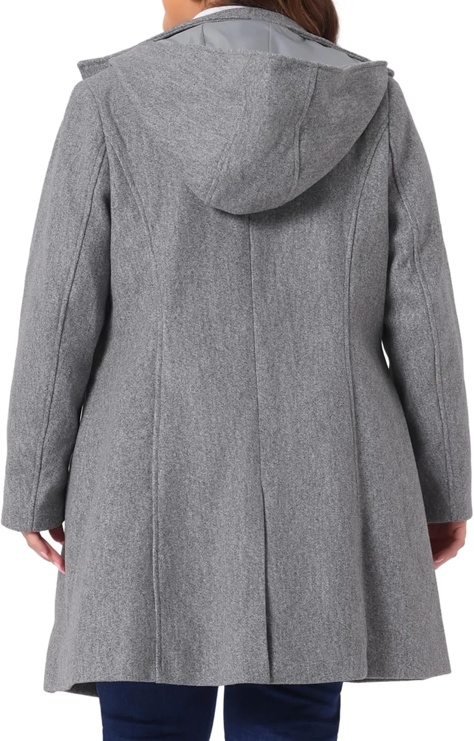 Agnes Orinda Peacoat for Women Plus Size Elegant Single Breasted Detachable Hooded Overcoat Trench Coat Jacket