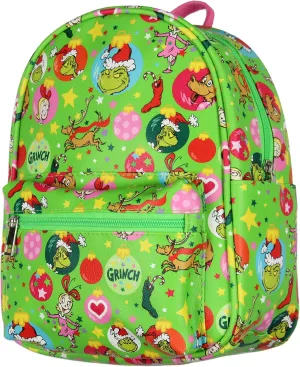 AI ACCESSORY INNOVATIONS Grinch Mini Backpack Dr Seuss's GRINCH Who Stole Christmas Holiday Ornament AOP Mini Backpack Purse w/Adjustable Straps