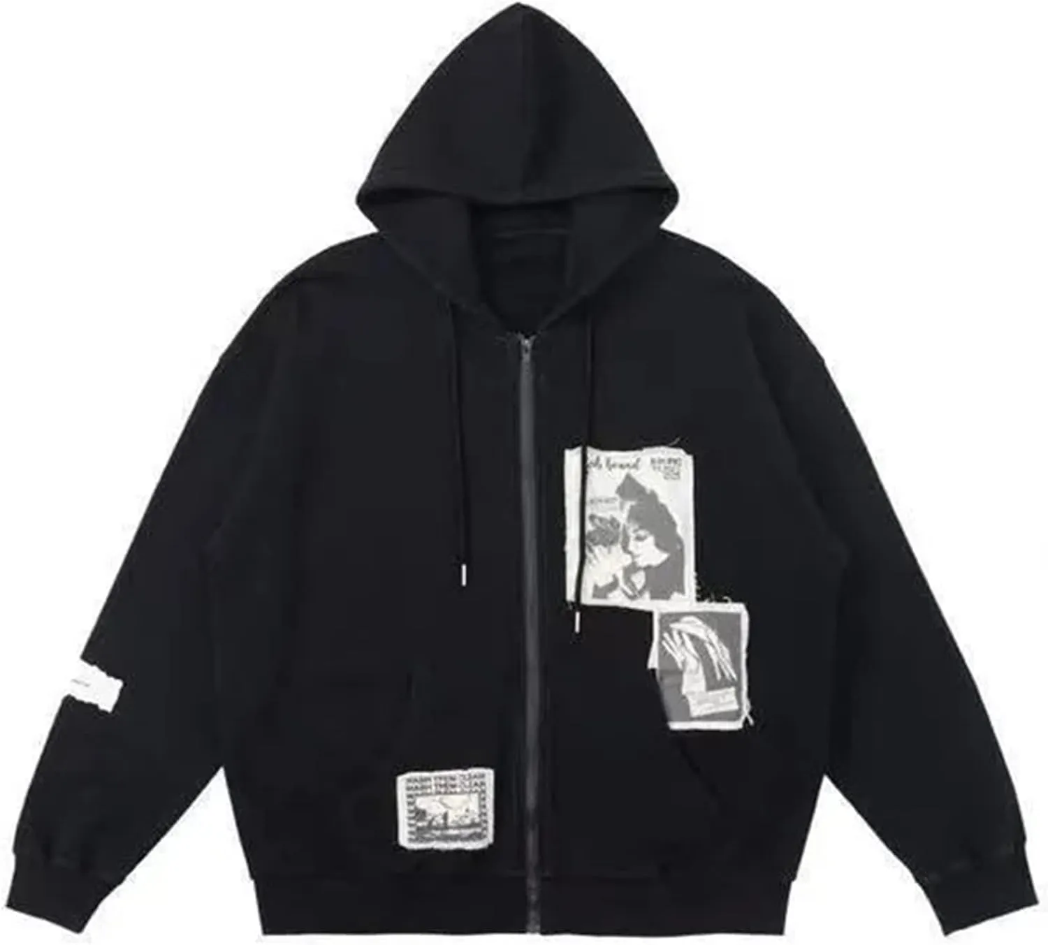 Alt Emo Clothes Women Oversized Zip Up Hoodies Rhinestone Y2k Aesthetic Skeleton Sweatshirts Grunge Gothic Jacket Streetwear