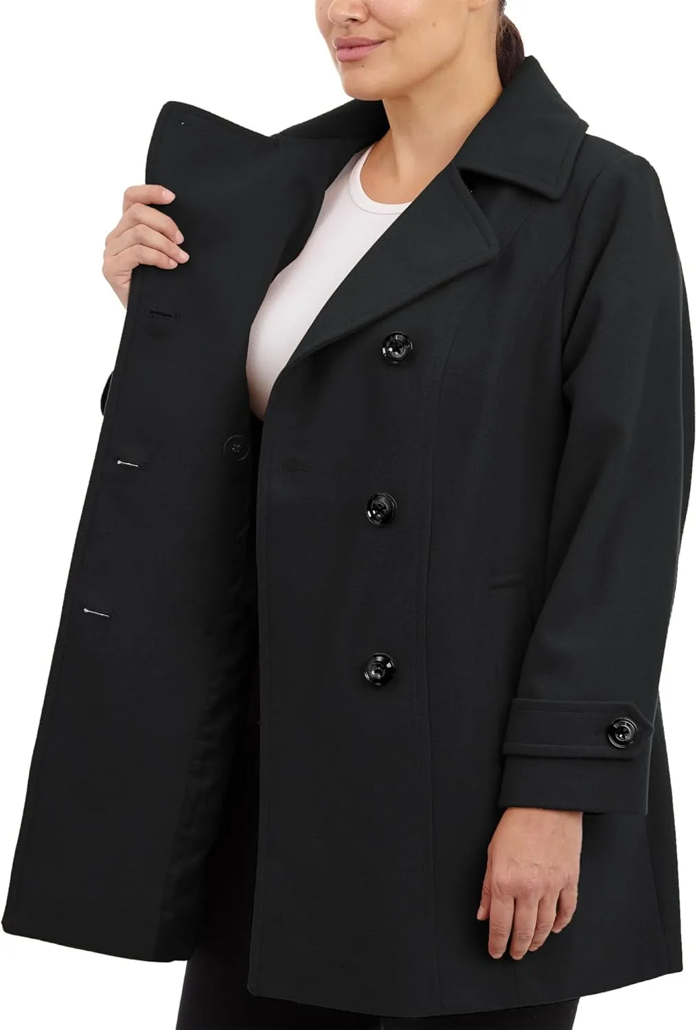 Anne Klein Women's Classic Double Breasted Coat Plus Size