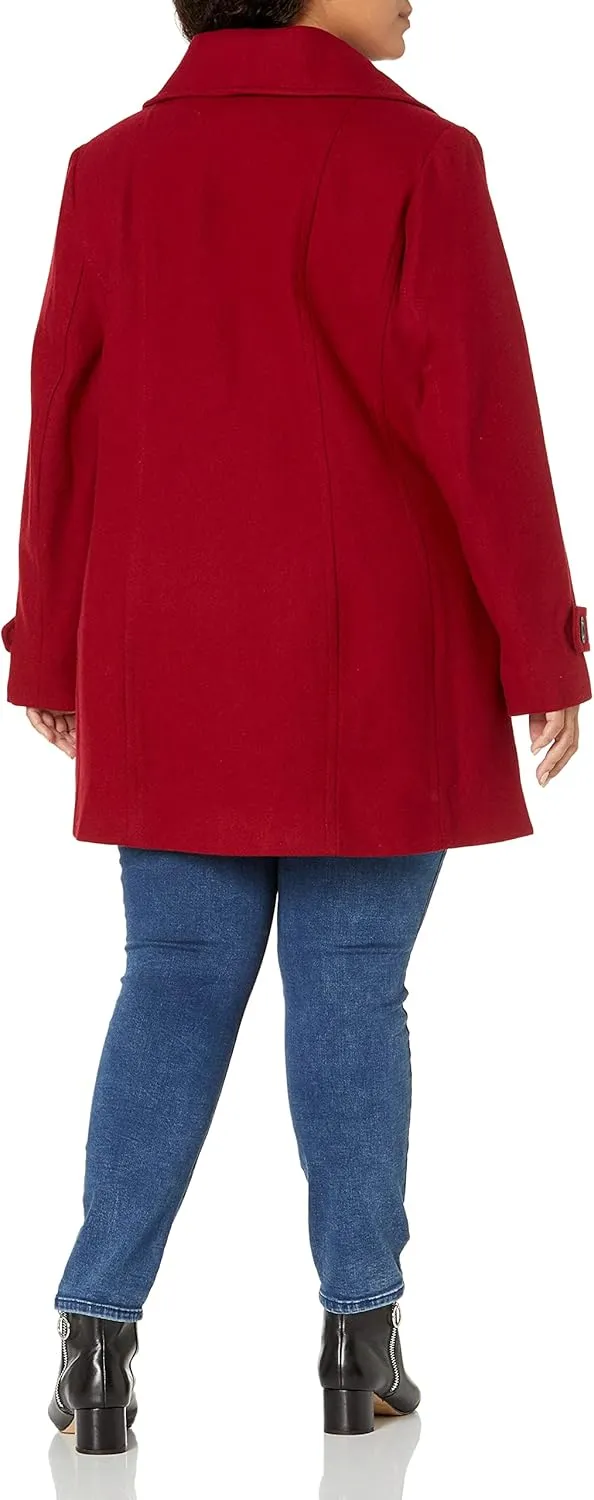 Anne Klein Women's Classic Double Breasted Coat Plus Size