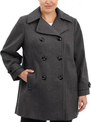 Anne Klein Women's Classic Double Breasted Coat Plus Size