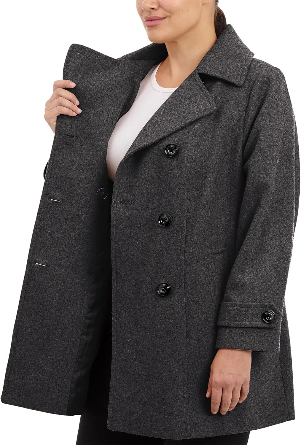 Anne Klein Women's Classic Double Breasted Coat Plus Size