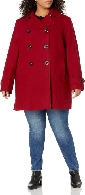Anne Klein Women's Classic Double Breasted Coat Plus Size