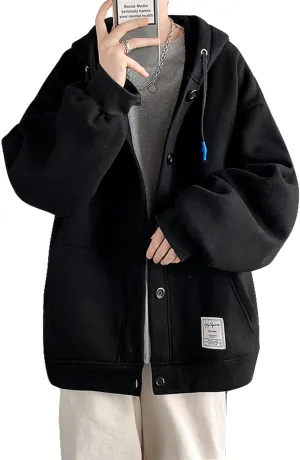 Aobiono Men Women Preppy Hoodie Jacket Harajuku Oversized Aesthetic Cute Kawaii Light Academia Japanese Korean Fall Winter