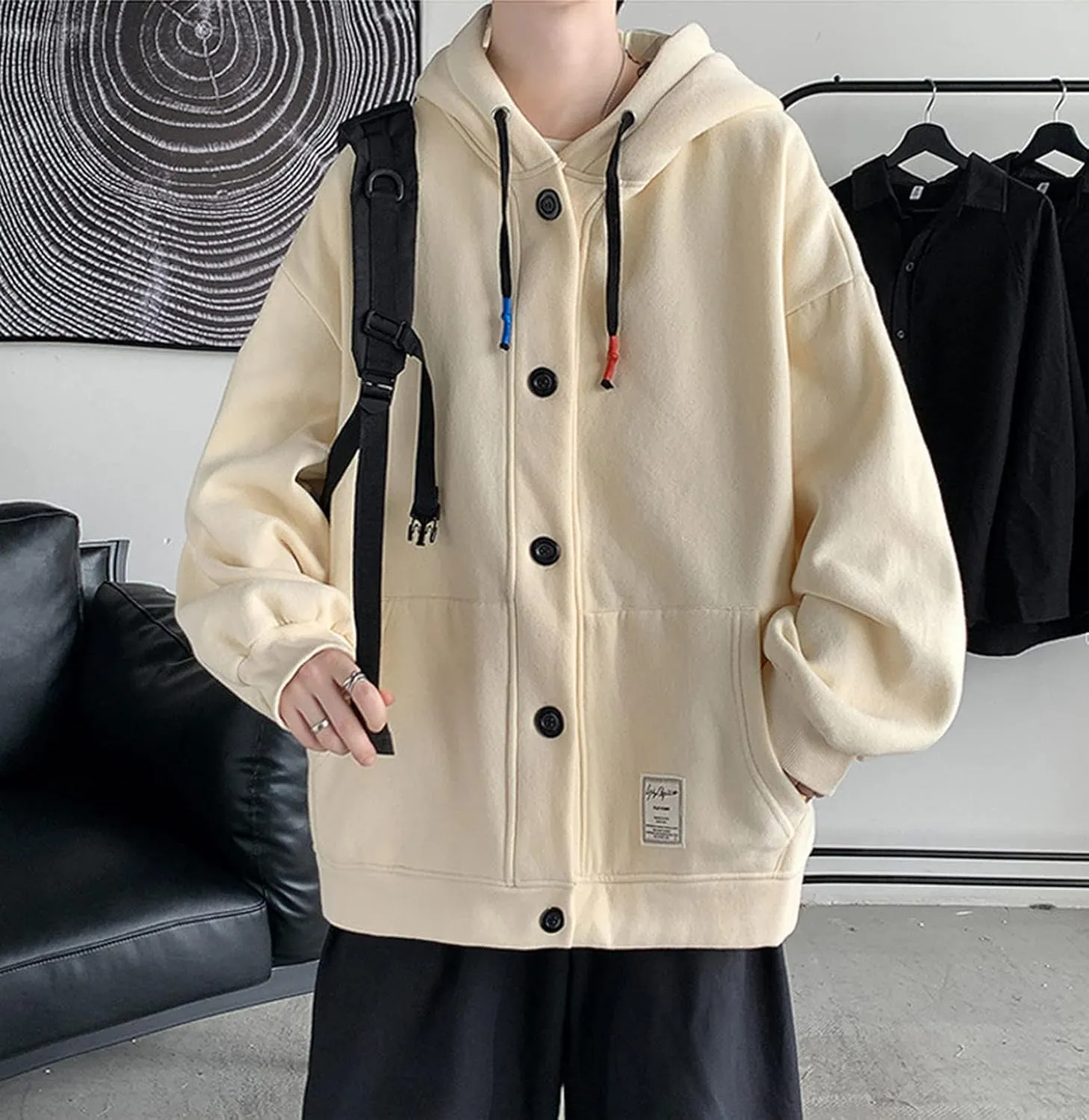 Aobiono Men Women Preppy Hoodie Jacket Harajuku Oversized Aesthetic Cute Kawaii Light Academia Japanese Korean Fall Winter