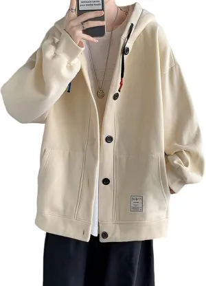Aobiono Men Women Preppy Hoodie Jacket Harajuku Oversized Aesthetic Cute Kawaii Light Academia Japanese Korean Fall Winter