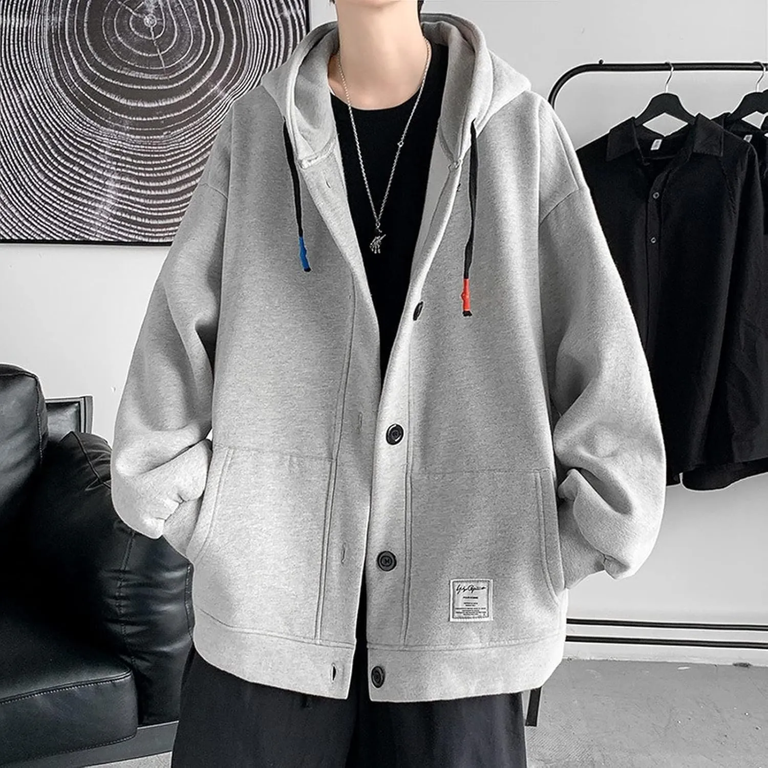 Aobiono Men Women Preppy Hoodie Jacket Harajuku Oversized Aesthetic Cute Kawaii Light Academia Japanese Korean Fall Winter