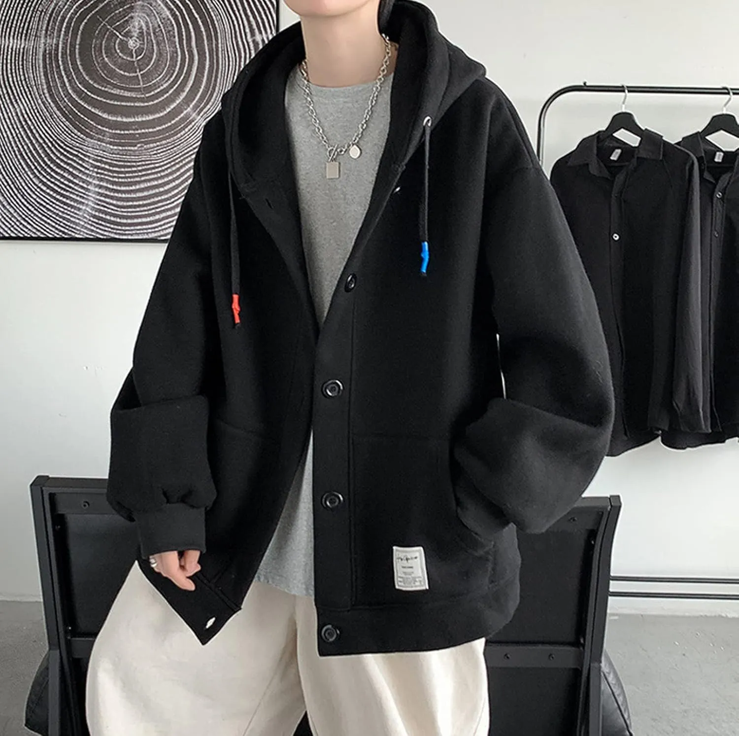 Aobiono Men Women Preppy Hoodie Jacket Harajuku Oversized Aesthetic Cute Kawaii Light Academia Japanese Korean Fall Winter