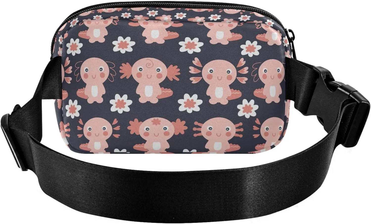 Axolotls Flowers Waterproof Women Fanny Packs Belt Bags Hip Pack Bright Color Waist Pack for Women