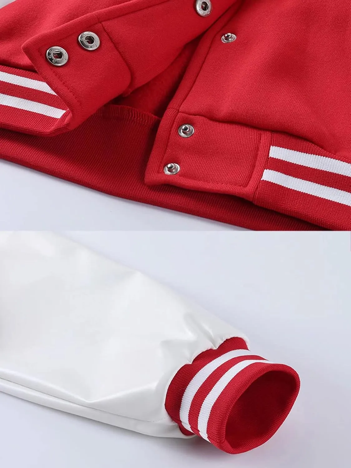 babyhealthy Womens Crop Varsity Jacket Stitched Leather Baseball Bomber Jacket Y2K Streetwear Short Coat