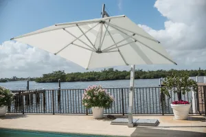 Bambrella 11.5' Round Hurricane Side Wind Aluminum Manual Lift Cantilever Umbrella