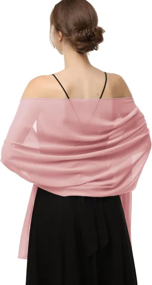 Baoqiya Women's Shawls and Wraps for Evening Dress Chiffon Shawl Soft Elegant Silky Pashmina Wedding Bridal Scarf