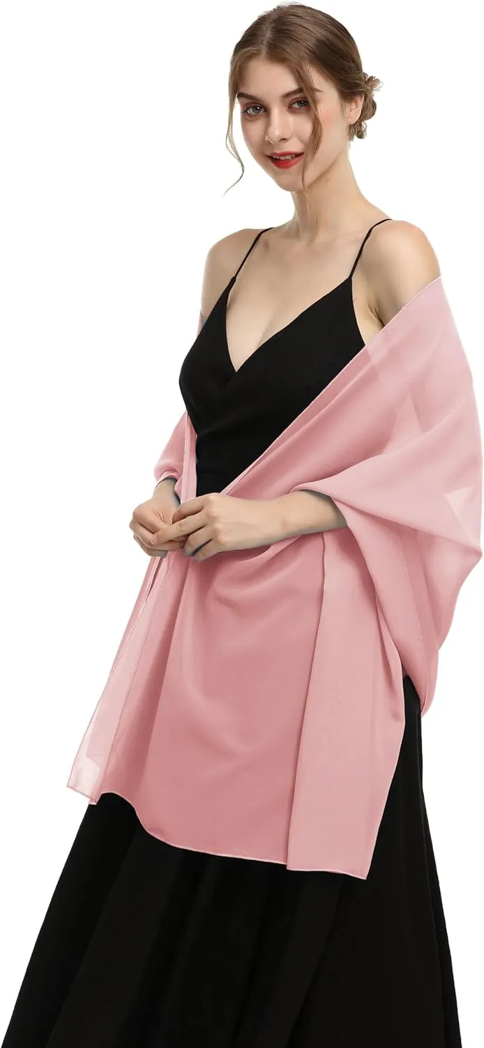 Baoqiya Women's Shawls and Wraps for Evening Dress Chiffon Shawl Soft Elegant Silky Pashmina Wedding Bridal Scarf