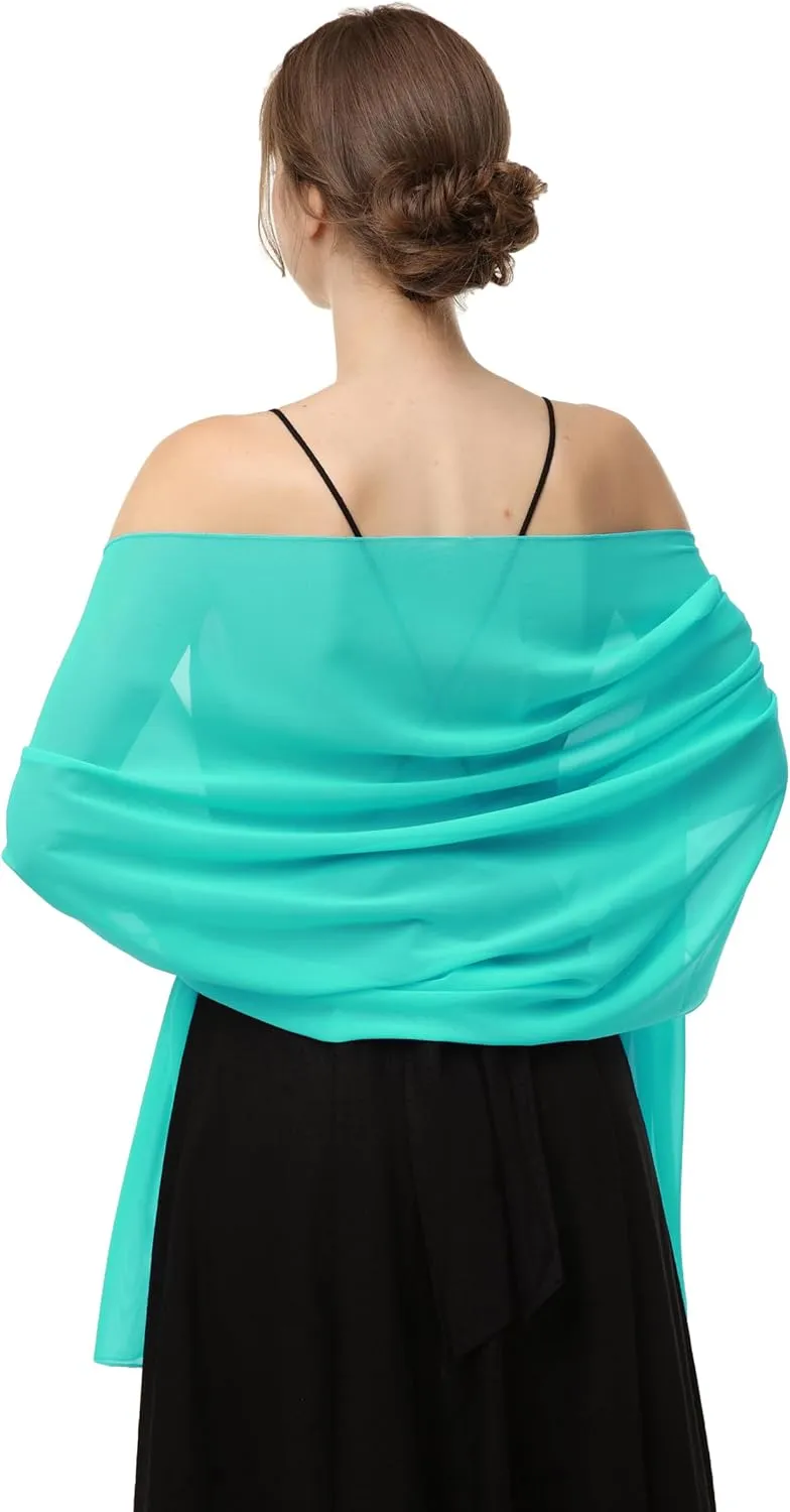 Baoqiya Women's Shawls and Wraps for Evening Dress Chiffon Shawl Soft Elegant Silky Pashmina Wedding Bridal Scarf