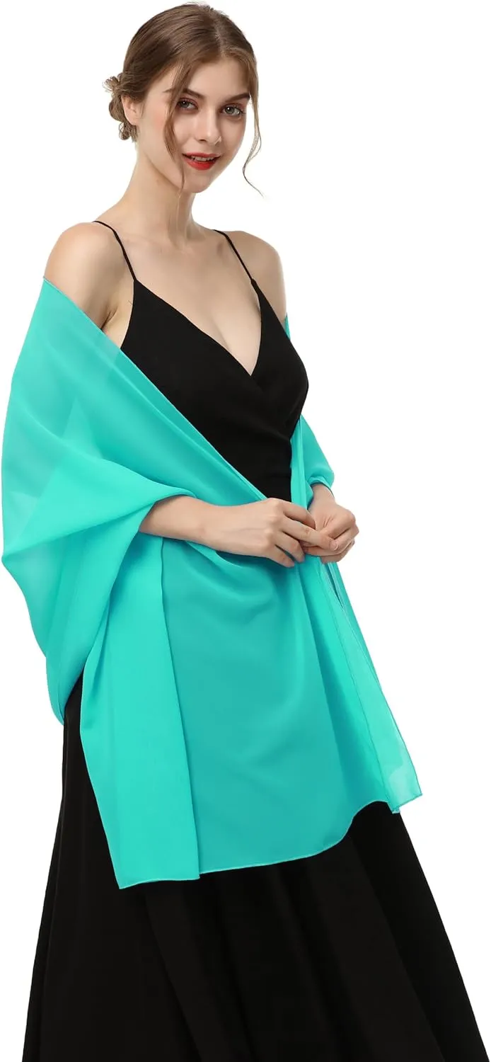 Baoqiya Women's Shawls and Wraps for Evening Dress Chiffon Shawl Soft Elegant Silky Pashmina Wedding Bridal Scarf