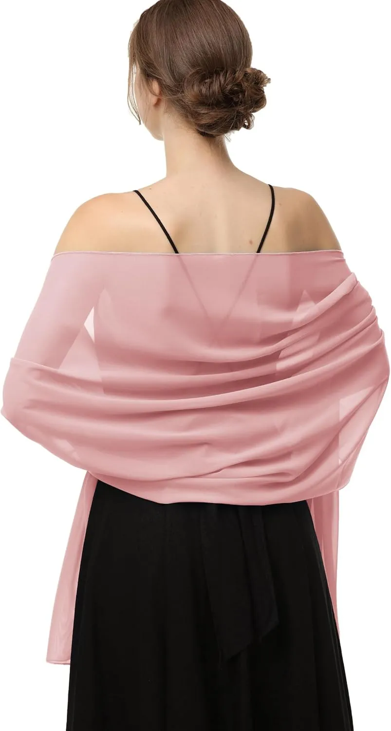 Baoqiya Women's Shawls and Wraps for Evening Dress Chiffon Shawl Soft Elegant Silky Pashmina Wedding Bridal Scarf