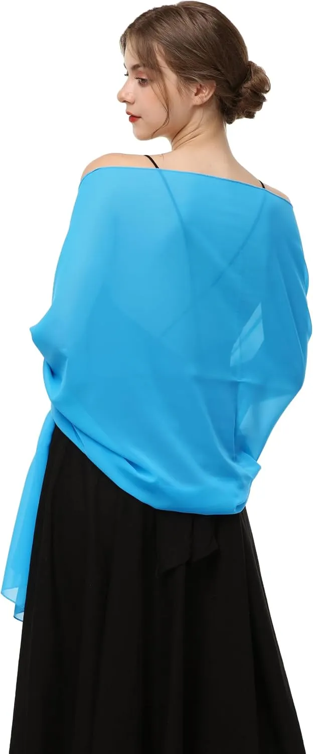 Baoqiya Women's Shawls and Wraps for Evening Dress Chiffon Shawl Soft Elegant Silky Pashmina Wedding Bridal Scarf