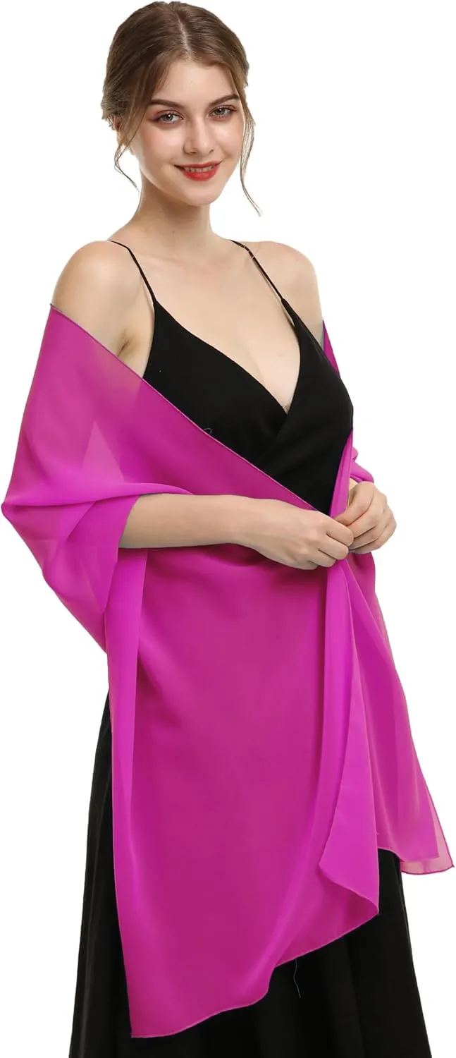 Baoqiya Women's Shawls and Wraps for Evening Dress Chiffon Shawl Soft Elegant Silky Pashmina Wedding Bridal Scarf