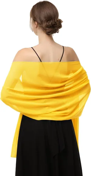 Baoqiya Women's Shawls and Wraps for Evening Dress Chiffon Shawl Soft Elegant Silky Pashmina Wedding Bridal Scarf