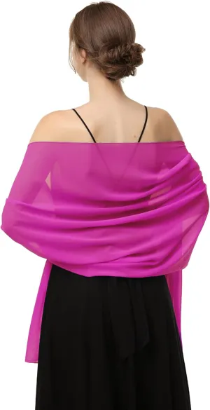 Baoqiya Women's Shawls and Wraps for Evening Dress Chiffon Shawl Soft Elegant Silky Pashmina Wedding Bridal Scarf