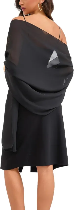 Baoqiya Women's Shawls and Wraps for Evening Dress Chiffon Shawl Soft Elegant Silky Pashmina Wedding Bridal Scarf
