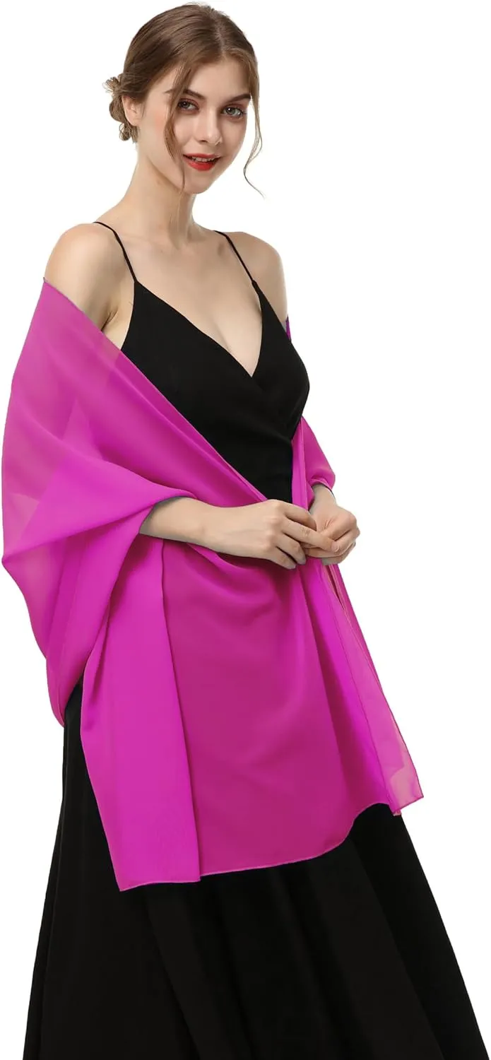 Baoqiya Women's Shawls and Wraps for Evening Dress Chiffon Shawl Soft Elegant Silky Pashmina Wedding Bridal Scarf
