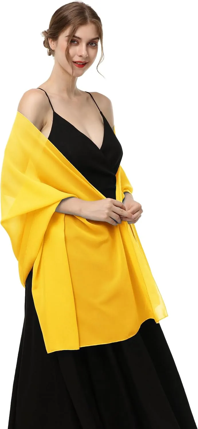 Baoqiya Women's Shawls and Wraps for Evening Dress Chiffon Shawl Soft Elegant Silky Pashmina Wedding Bridal Scarf