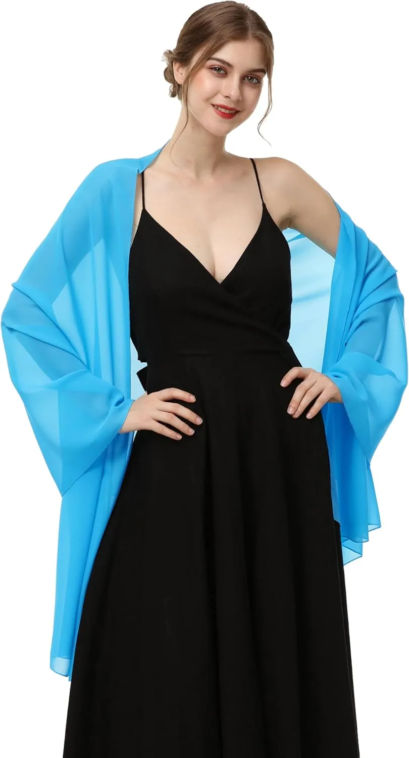 Baoqiya Women's Shawls and Wraps for Evening Dress Chiffon Shawl Soft Elegant Silky Pashmina Wedding Bridal Scarf