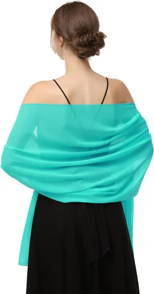 Baoqiya Women's Shawls and Wraps for Evening Dress Chiffon Shawl Soft Elegant Silky Pashmina Wedding Bridal Scarf