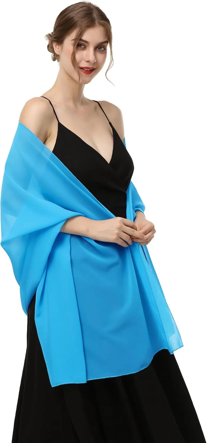 Baoqiya Women's Shawls and Wraps for Evening Dress Chiffon Shawl Soft Elegant Silky Pashmina Wedding Bridal Scarf
