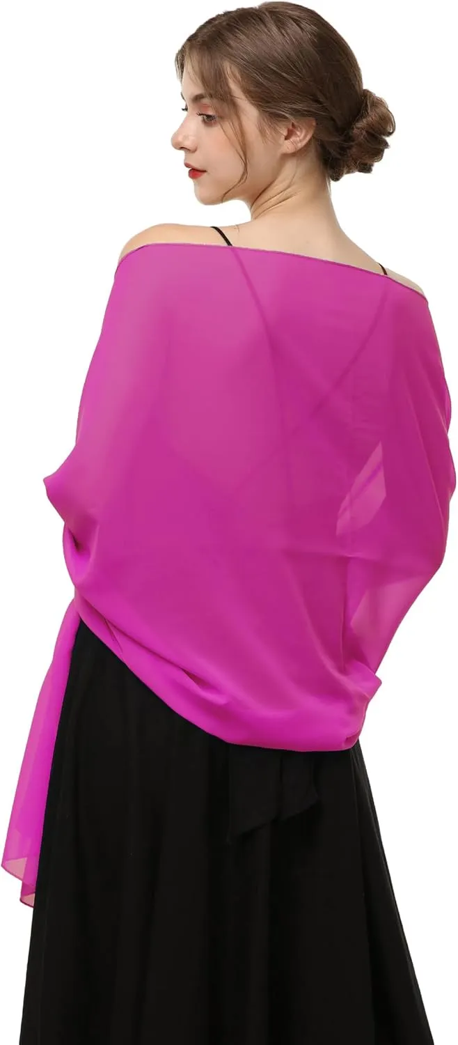 Baoqiya Women's Shawls and Wraps for Evening Dress Chiffon Shawl Soft Elegant Silky Pashmina Wedding Bridal Scarf