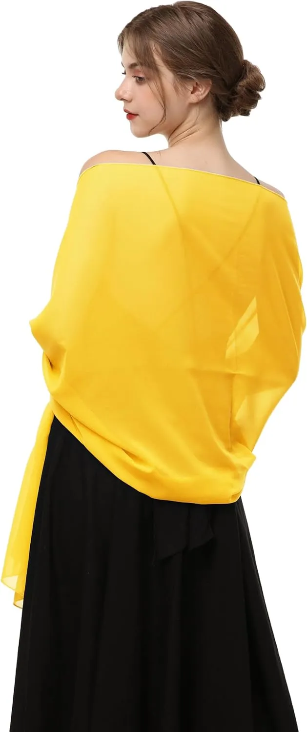 Baoqiya Women's Shawls and Wraps for Evening Dress Chiffon Shawl Soft Elegant Silky Pashmina Wedding Bridal Scarf