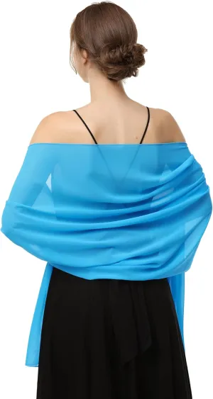 Baoqiya Women's Shawls and Wraps for Evening Dress Chiffon Shawl Soft Elegant Silky Pashmina Wedding Bridal Scarf