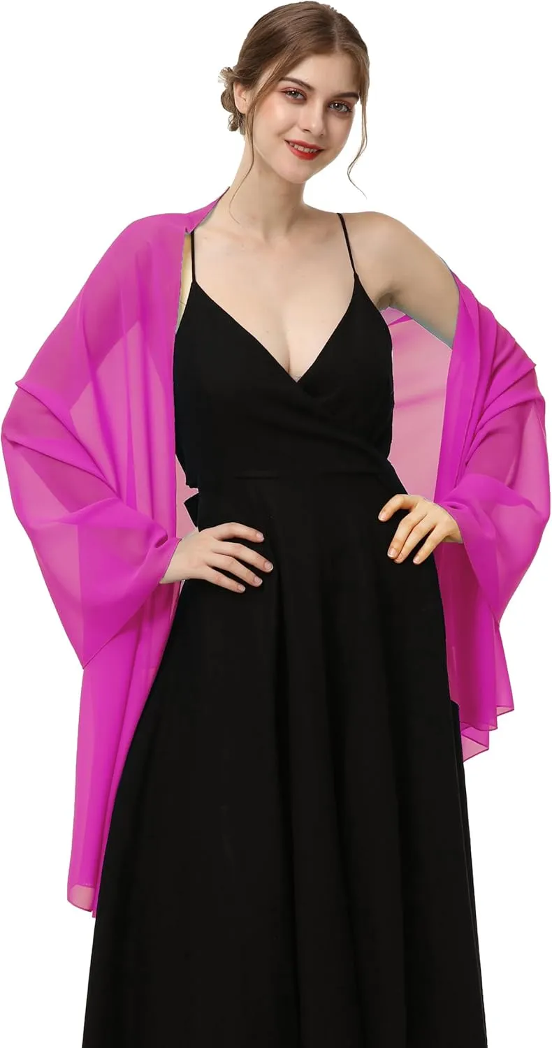 Baoqiya Women's Shawls and Wraps for Evening Dress Chiffon Shawl Soft Elegant Silky Pashmina Wedding Bridal Scarf