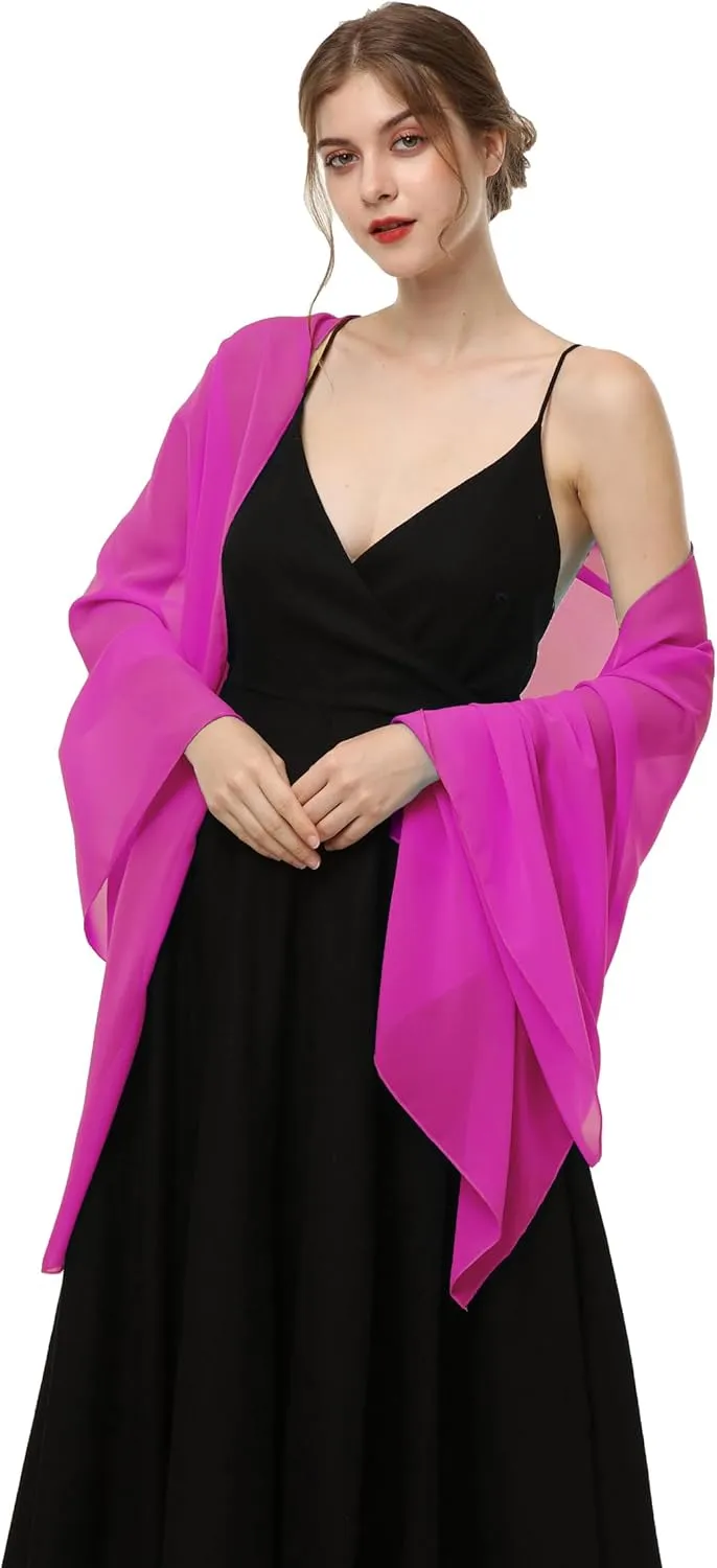 Baoqiya Women's Shawls and Wraps for Evening Dress Chiffon Shawl Soft Elegant Silky Pashmina Wedding Bridal Scarf