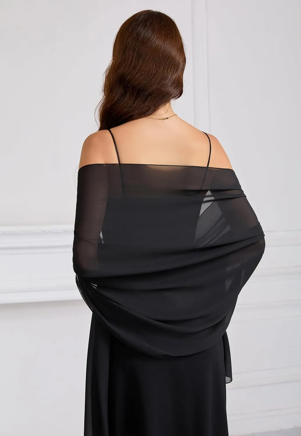 Baoqiya Women's Shawls and Wraps for Evening Dress Chiffon Shawl Soft Elegant Silky Pashmina Wedding Bridal Scarf