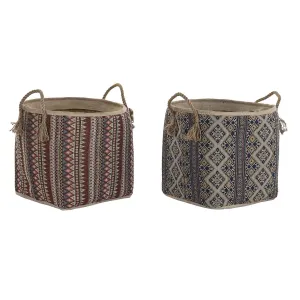 Basket Dkd Home Decor 40 x 40 x 48 Cm Jute Seagrass Boho 2 Units