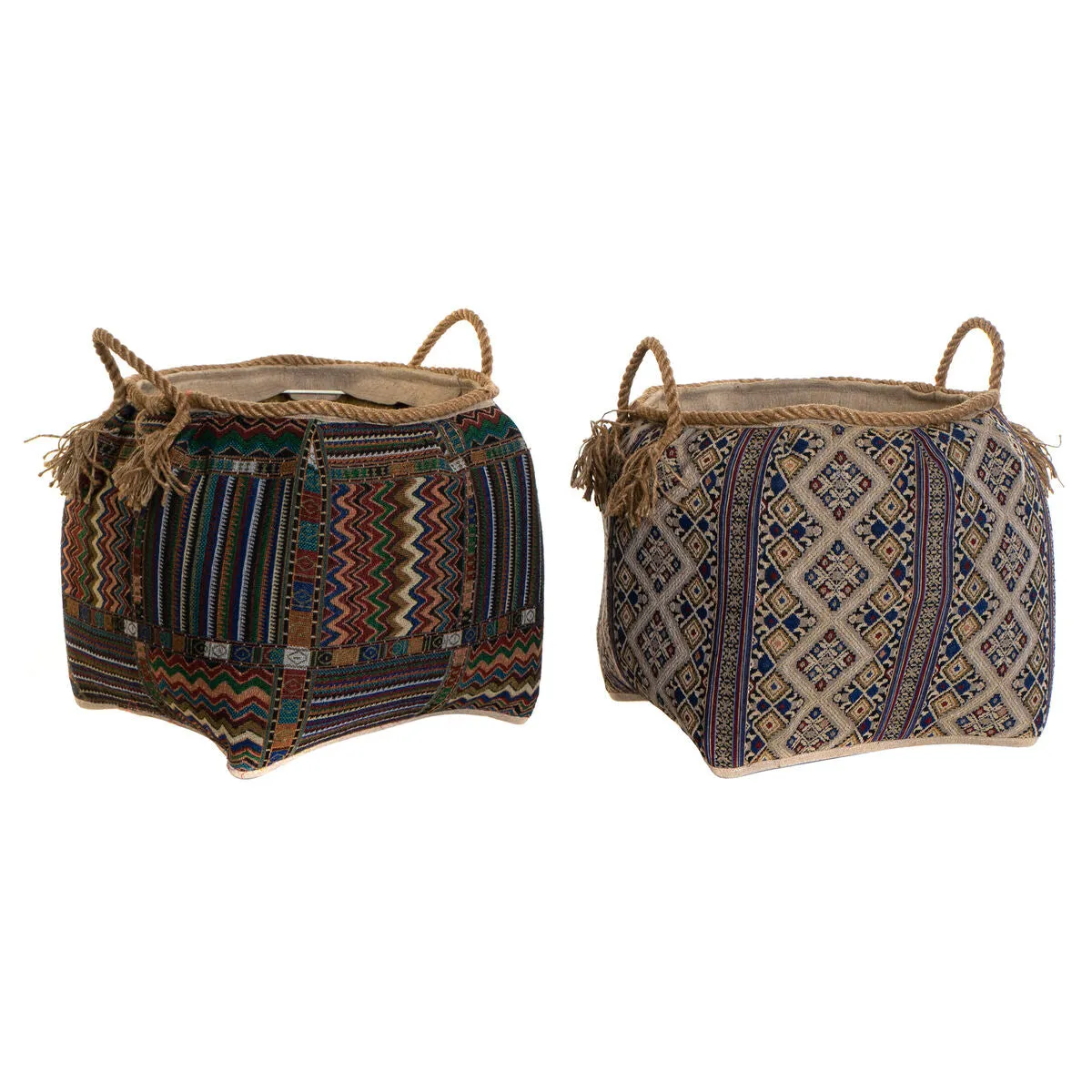 Basket Dkd Home Decor Natural Fibre 41 x 41 x 40 Cm Boho 2 Units