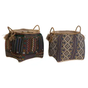 Basket Dkd Home Decor Natural Fibre 41 x 41 x 40 Cm Boho 2 Units